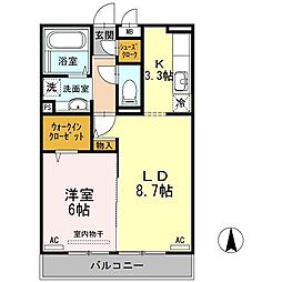 アルページュ大森C 1LDKの間取図画像