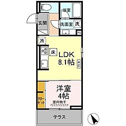 D'Bless和田町 1LDKの間取図画像
