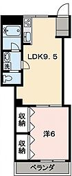 ハピネス平井 1LDKの間取図画像