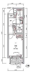 ARCOBALENO UMEYASHIKI 1Kの間取図画像