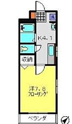 グランドルシェK 1Kの間取図画像