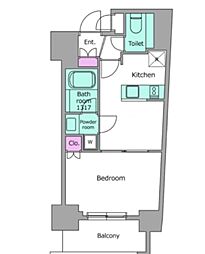 レジディア川崎 1DKの間取図画像