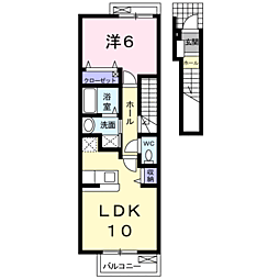 ジューエル 2階1LDKの間取り