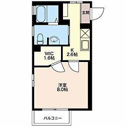 南長野シャーメゾン 1階1Kの間取り