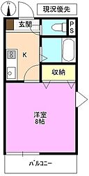 イースト 3階1Kの間取り