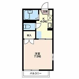 セフィーラ栗田 1階1Kの間取り