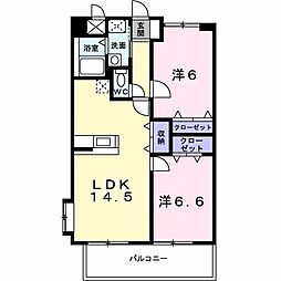 メゾン・ド・ポプラ 2LDKの間取図画像