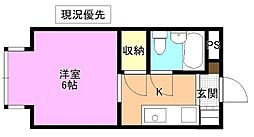 山野井マンションB 1Kの間取図画像