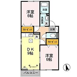 セジュールタカノ 2DKの間取図画像