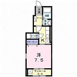 タウンコート田町 1Kの間取図画像