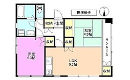 ハイツ新井 2LDKの間取図画像