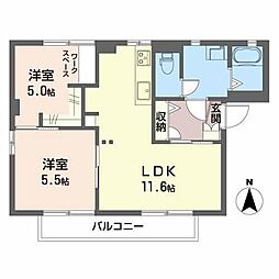 クレセント1 2LDKの間取図画像