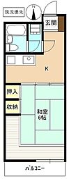 クーフナガノ 1Kの間取図画像