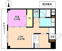 若里グリーンハウス 1LDKの間取図画像