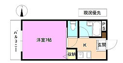 若里グリーンハウス 1Kの間取図画像