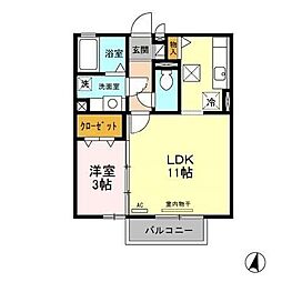 グラノーラ 1LDKの間取図画像