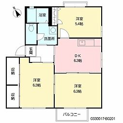 シュトルム高瀬B 3DKの間取図画像