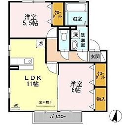 セゾンコート 2LDKの間取図画像