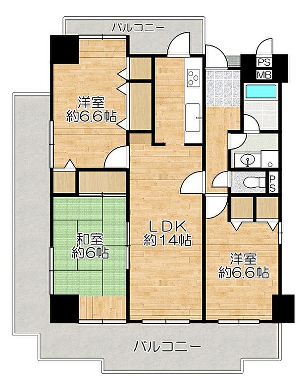 プリオーレ美山台2番館(3LDK) 1階の間取り