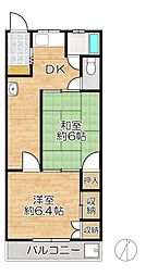 高取マンション 2DKの間取図画像