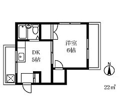 コーポイシイ 1DKの間取図画像
