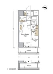 都営新宿線 森下駅 徒歩5分の賃貸マンション 3階1DKの間取り