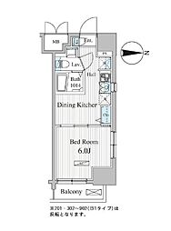 東京メトロ銀座線 浅草駅 徒歩2分の賃貸マンション 8階1DKの間取り