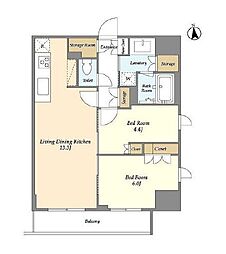 東京メトロ銀座線 稲荷町駅 徒歩3分の賃貸マンション 11階2LDKの間取り