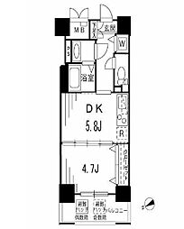 都営大江戸線 蔵前駅 徒歩2分の賃貸マンション 5階1DKの間取り