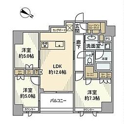 東京メトロ日比谷線 小伝馬町駅 徒歩3分の賃貸マンション 3階3LDKの間取り