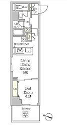 MFPRコート日本橋人形町 4階1LDKの間取り