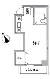 都営大江戸線 両国駅 徒歩2分の賃貸マンション 7階ワンルームの間取り
