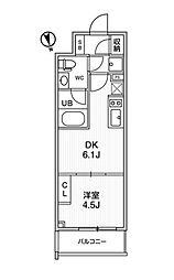 東京メトロ銀座線 浅草駅 徒歩10分の賃貸マンション 7階1DKの間取り