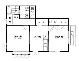 東京メトロ千代田線 根津駅 徒歩6分の賃貸アパート 2階2DKの間取り