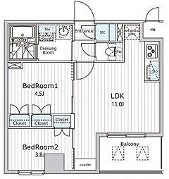 ビエラコート日本橋久松町 10階2SLDKの間取り
