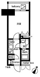 レジディア日本橋人形町II 13階1Kの間取り