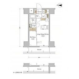 都営新宿線 森下駅 徒歩5分の賃貸マンション 4階1LDKの間取り