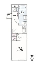 JR山手線 鶯谷駅 徒歩8分の賃貸マンション 5階1Kの間取り