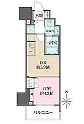 東京メトロ銀座線 稲荷町駅 徒歩5分の賃貸マンション 2階1DKの間取り