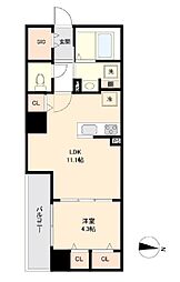 都営大江戸線 森下駅 徒歩5分の賃貸マンション 2階1LDKの間取り