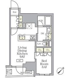 JR総武本線 馬喰町駅 徒歩2分の賃貸マンション 4階1LDKの間取り