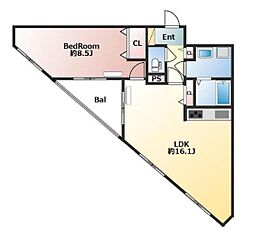都営浅草線 本所吾妻橋駅 徒歩2分の賃貸マンション 13階1LDKの間取り
