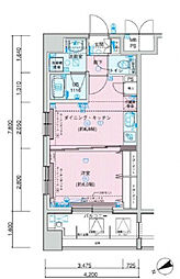東京メトロ日比谷線 上野駅 徒歩4分の賃貸マンション 10階1DKの間取り