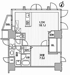 都営新宿線 岩本町駅 徒歩5分の賃貸マンション 10階1LDKの間取り