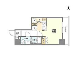 東京メトロ銀座線 田原町駅 徒歩5分の賃貸マンション 2階1Kの間取り