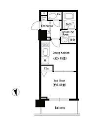 パークキューブ上野 13階1DKの間取り