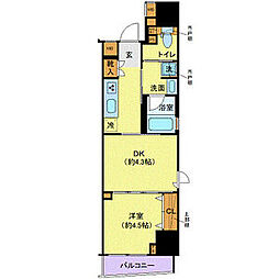 都営新宿線 岩本町駅 徒歩7分の賃貸マンション 7階1DKの間取り