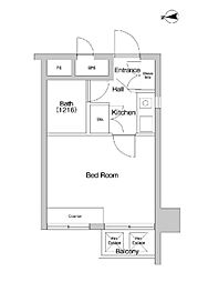 都営新宿線 森下駅 徒歩3分の賃貸マンション 7階ワンルームの間取り