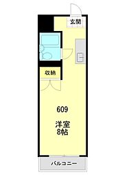 JR総武線 浅草橋駅 徒歩7分の賃貸マンション 6階ワンルームの間取り