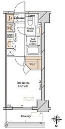 都営大江戸線 両国駅 徒歩4分の賃貸マンション 8階1Kの間取り